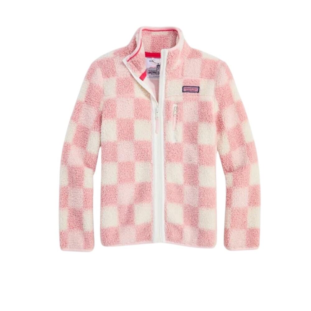Vineyard Vines Girls Pink‎ White Fleece Jacket Size Large supershep